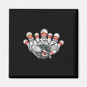 Imã Cartoon Bowler Boliches Assustadas Pins Engraçado