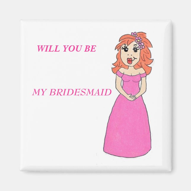 Imã Cartoon Bridesmaid Magnet (Frente)