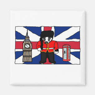 Imã Cartoon britânico Badger com Big Ben e Flag