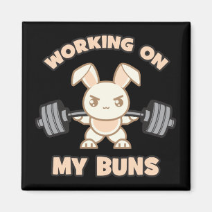 Imã Cartoon Bunny do Workout - Trabalhando Em Meus Pei