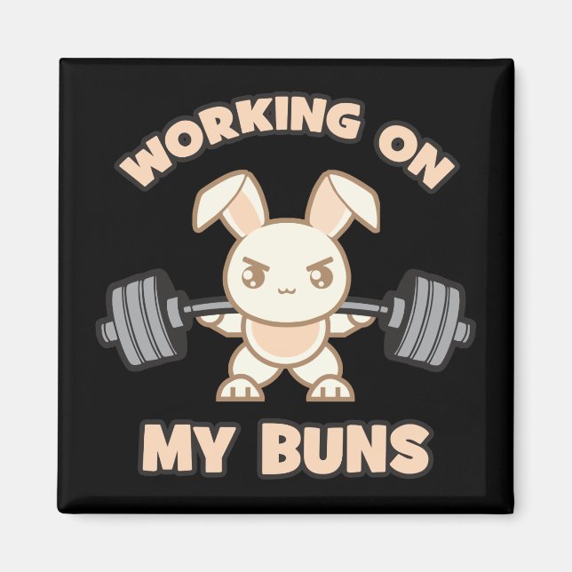 Imã Cartoon Bunny do Workout - Trabalhando Em Meus Pei (Frente)