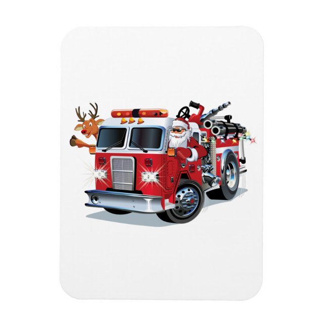 Ímã Cartoon Christmas firetruck (Vertical)