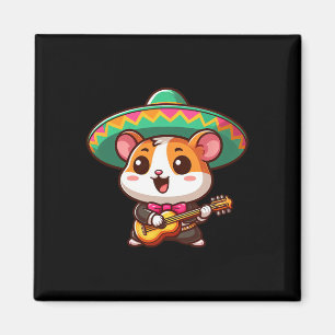 Imã Cartoon Cinco De Mayo Hamster Mariachi Guitar Mexi