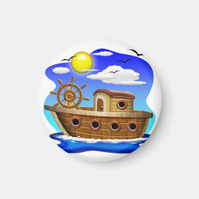 Imã Cartoon de Barcos de Pesca (Frente)