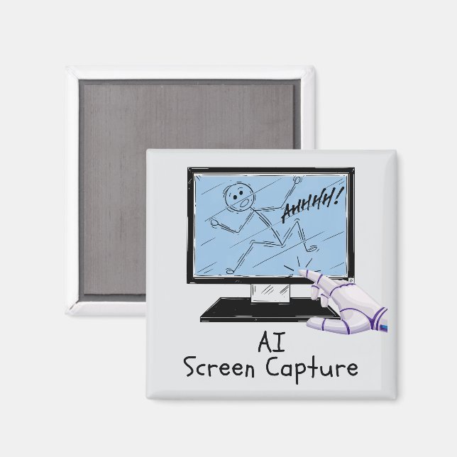 Imã Cartoon de Captura de Ecrã de Inteligência Artific (Front/Back)