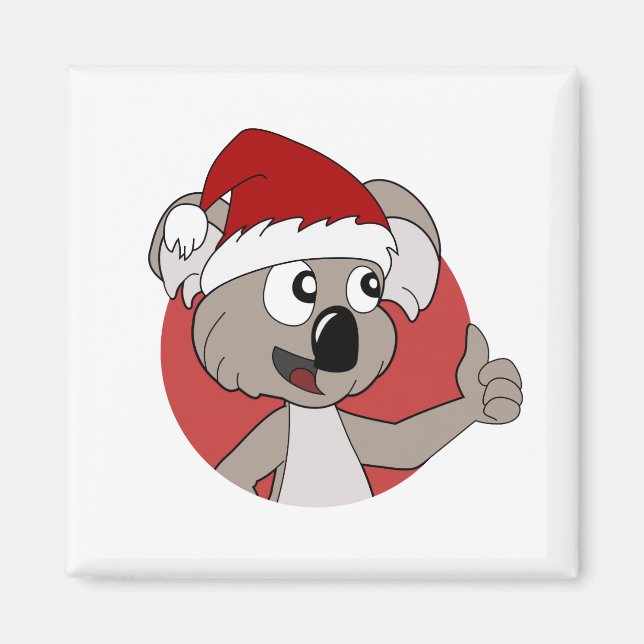 Imã Cartoon de Cartoon Koala de Natal (Frente)