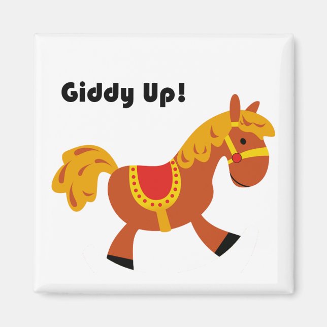 Imã Cartoon de Cartoon Marrom para Cavalo para Criança (Frente)