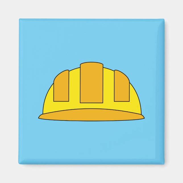 Imã Cartoon de chapéu de Duro amarelo (Frente)