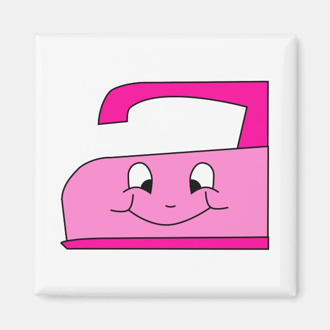 Imã Cartoon de Ferro Rosa. Em Branco. (Frente)