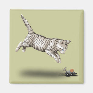 Imã Cartoon de gato e rato