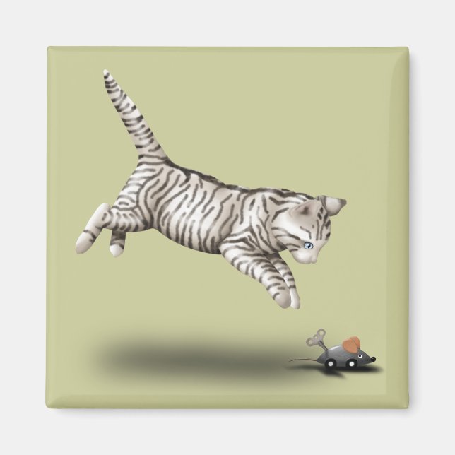 Imã Cartoon de gato e rato (Frente)