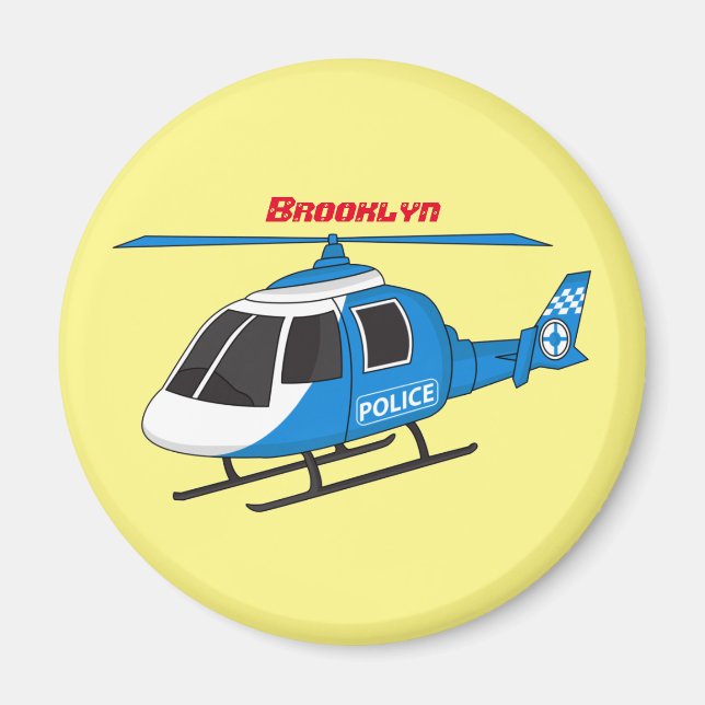 Imã Cartoon de helicóptero do Departamento de Polícia (Frente)