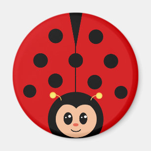 Imã Cartoon de Lady Bug, Feliz e Bonita