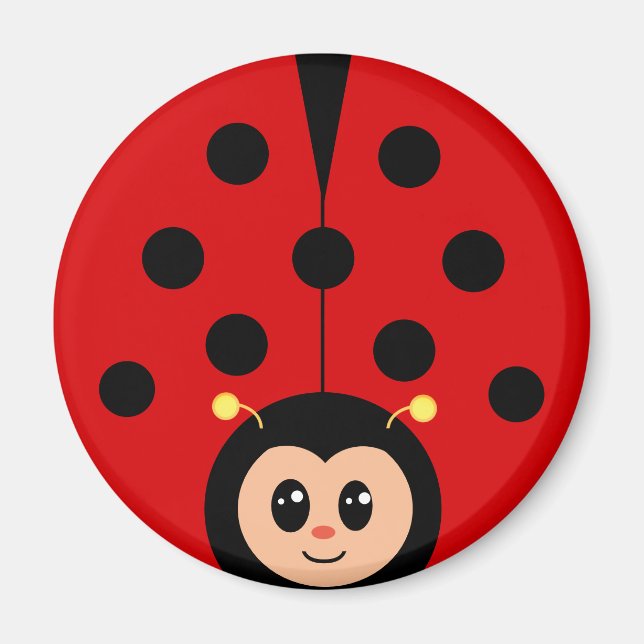 Imã Cartoon de Lady Bug, Feliz e Bonita (Frente)