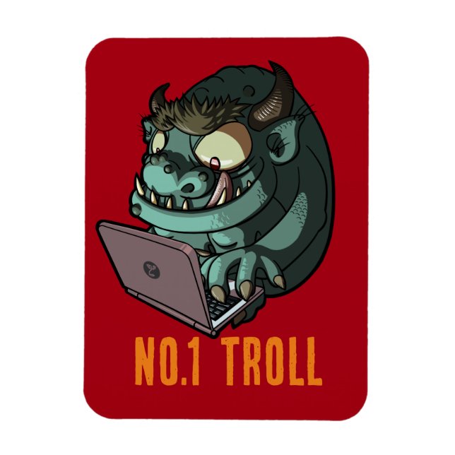 Ímã Cartoon de Laptop do Troll da Internet Excêntrico  (Vertical)