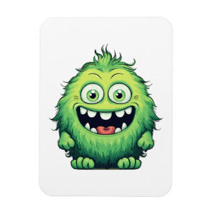 Ímã Cartoon de Monstro Verde Sorridente