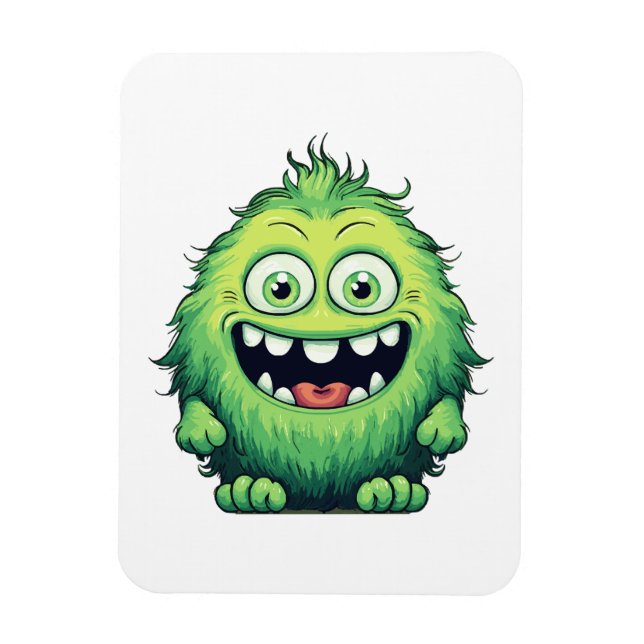 Ímã Cartoon de Monstro Verde Sorridente (Vertical)