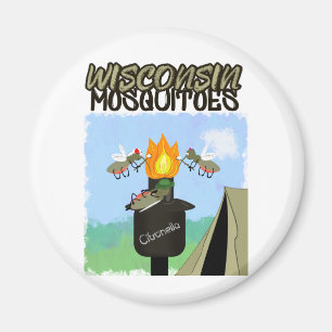 Imã Cartoon de Mosquitos de Wisconsin - Acampamento po