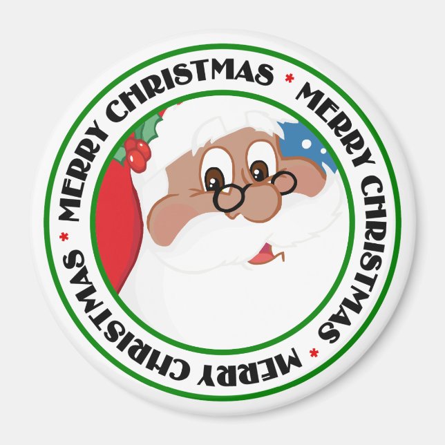 Imã Cartoon de Papais noeis Pretos (Azul) (Frente)