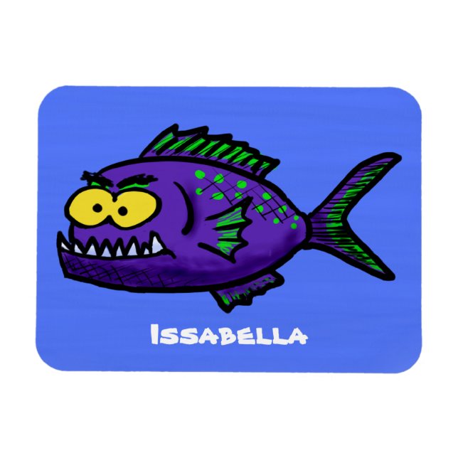 Ímã Cartoon de peixe Piranha (Horizontal)