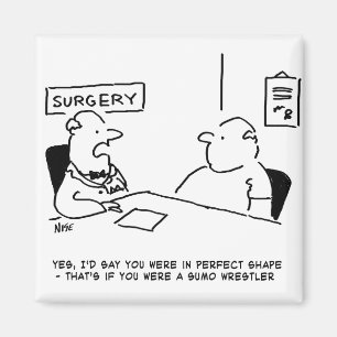 Imã Cartoon de Sumo sobre Obesidade Médica e de Doent