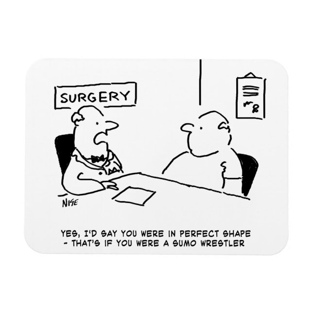 Ímã Cartoon de Sumo sobre Obesidade Médica e de Doente (Horizontal)