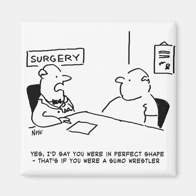 Imã Cartoon de Sumo sobre Obesidade Médica e de Doente (Frente)