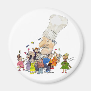Imã Cartoon Encantado Chef Francês