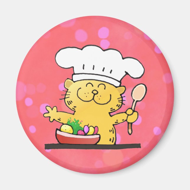 Imã Cartoon Engraçado | Chef Gatinho engraçado (Frente)