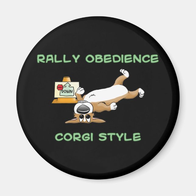 Imã Cartoon Engraçado Corgi Rally-o (Frente)
