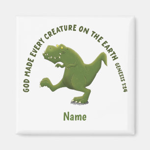Imã Cartoon engraçado do T rex Deus fez todas as criat