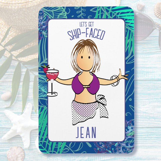 Ímã Cartoon Engraçado Mulher Tropical Beach Cruise Doc (Criador carregado)