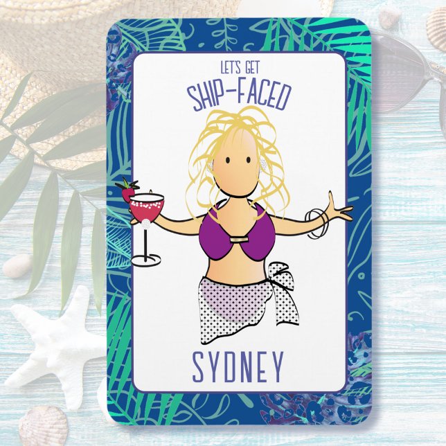 Ímã Cartoon Engraçado Mulher Tropical Beach Cruise Doc (Criador carregado)