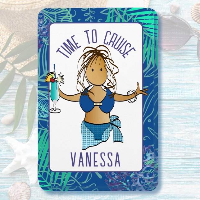 Ímã Cartoon Engraçado Senhora Étnica de maiô Cabina de (Criador carregado)