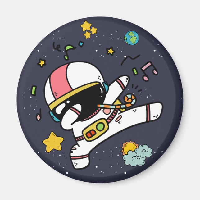 Imã Cartoon espacial astronauta (Frente)