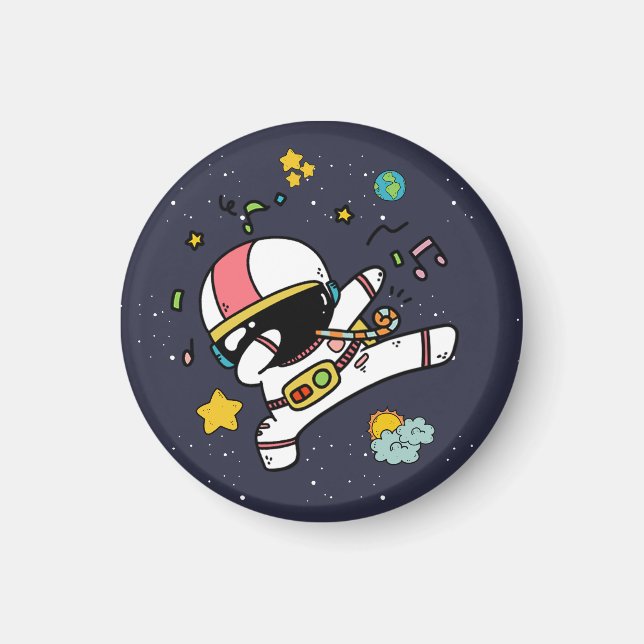 Imã Cartoon espacial astronauta (Frente)