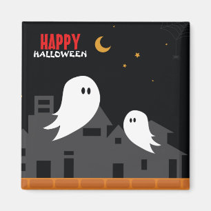 Imã Cartoon fantasma da cidade de Halloween