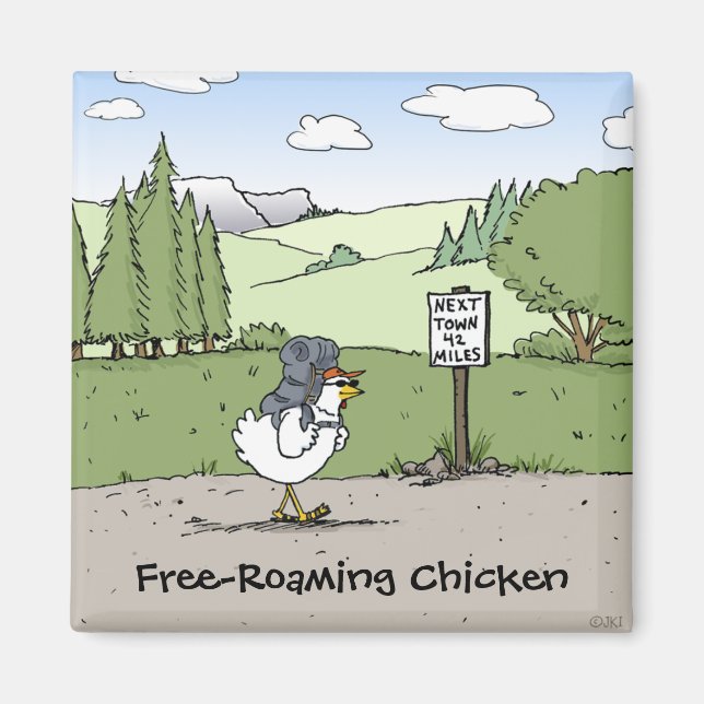 Imã Cartoon Free Roaming Chicken Engraçado De Caminhad (Frente)