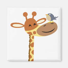 Imã Cartoon Giraffe e Amigo