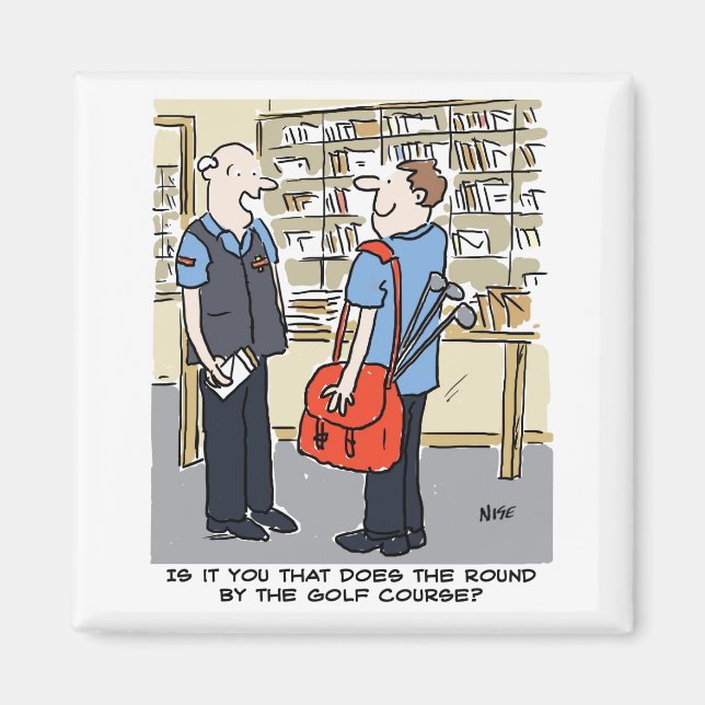 Imã Cartoon Golfer Postman ama Golf (Frente)