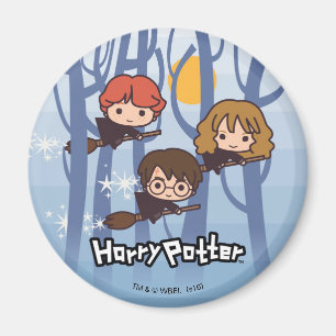 Imã Cartoon Harry, Ron E Hermione Voando Em Woods