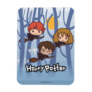 Ímã Cartoon Harry, Ron, & Hermione Flying In Woods