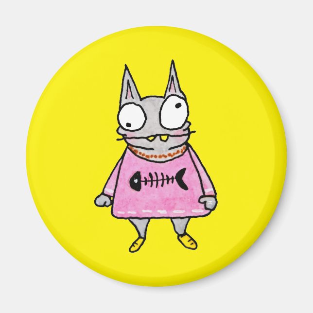 Imã Cartoon Kitten (Frente)