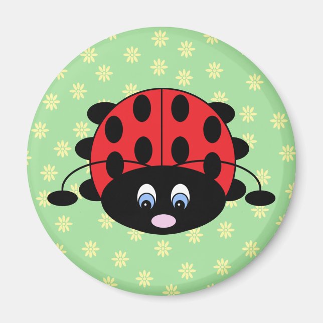 Imã Cartoon Ladybug com o Magnet Flores (Frente)