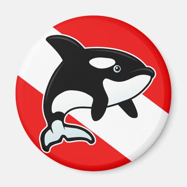 Imã Cartoon Orca Dive Flag (Frente)