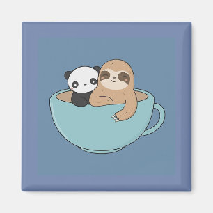 Imã Cartoon Panda Bear e Sloth 
