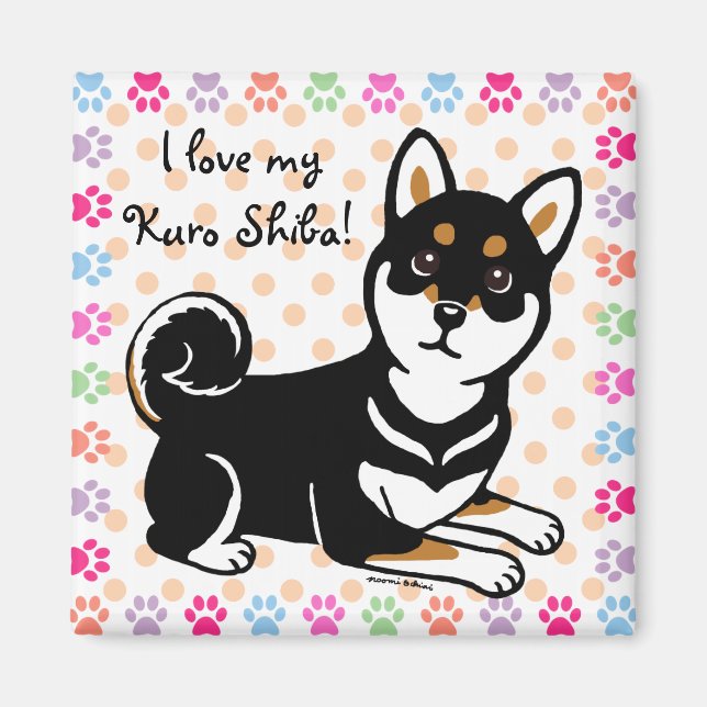 Imã Cartoon para cães Kuro Shiba Inu (Frente)