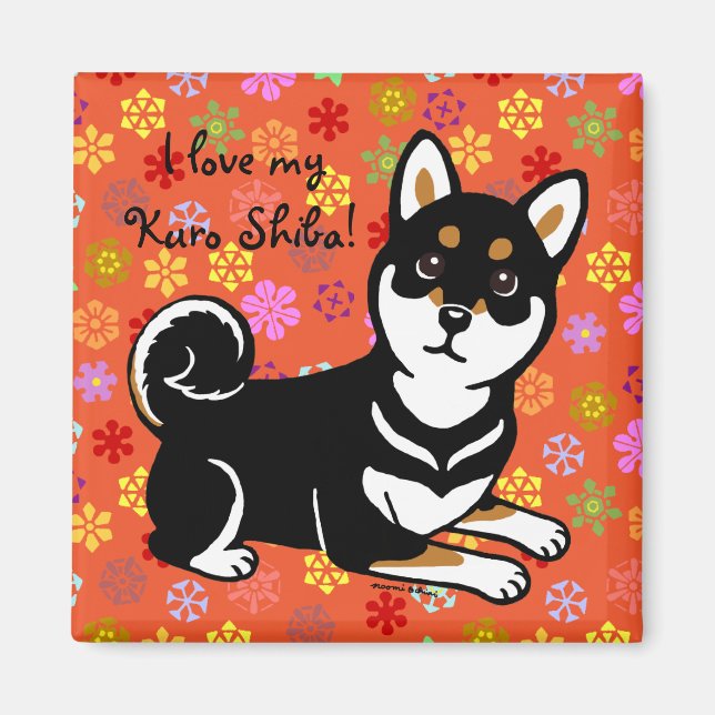 Imã Cartoon para cães Kuro Shiba Inu (Frente)