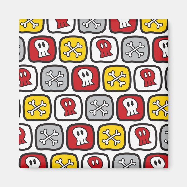 Imã Cartoon Pirate / Skeleton Skulls & Bones Diversão  (Frente)