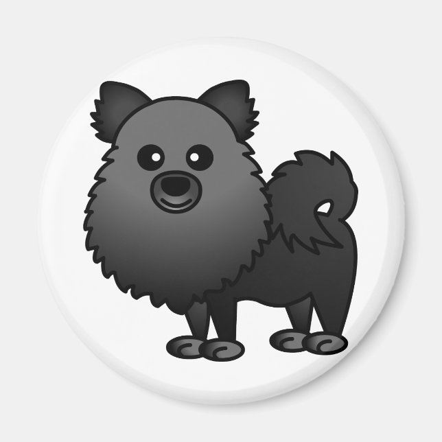 Imã Cartoon Pomeraniano Bonito - Preto (Frente)
